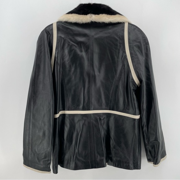 Vintage Chosen Couture Collection Leather Jacket Black Mink Trim L - Picture 5 of 8